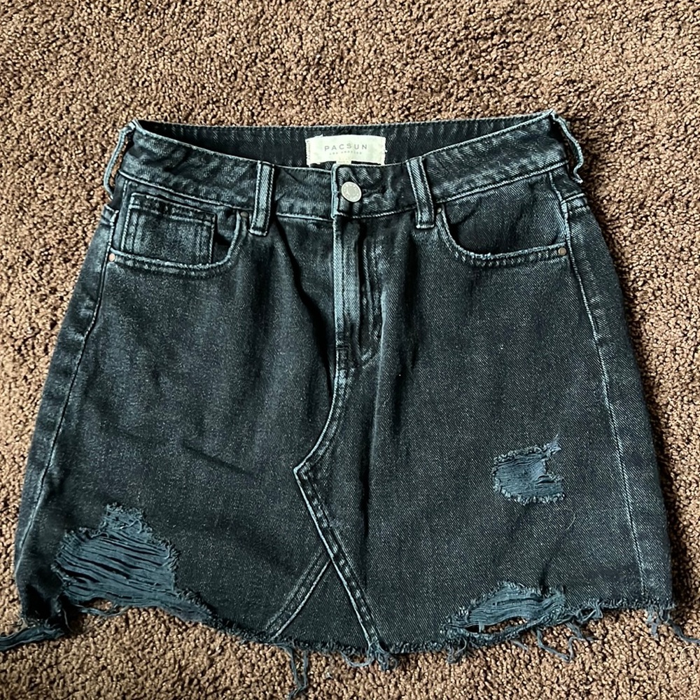 Black denim skirt